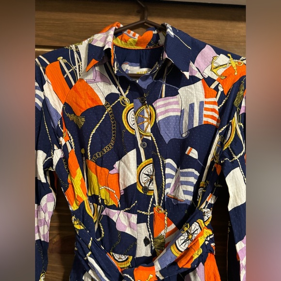 Anthropologie Maeve nautical Mini Shirtdress xsmall - Picture 8 of 14